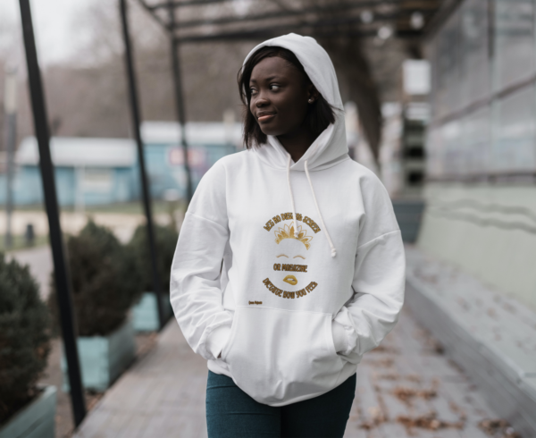 White Hoodie with poem by Queen Majeeda